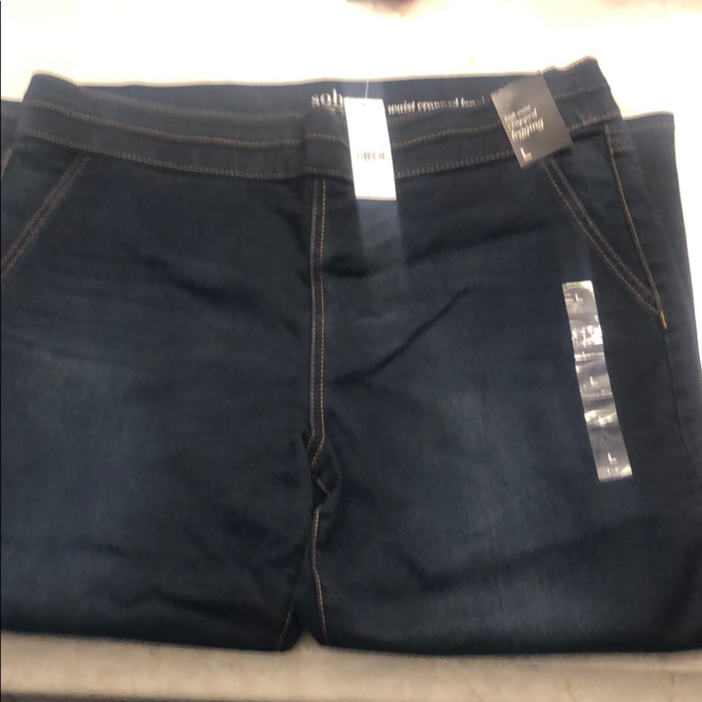 High waist cropped jean leggings